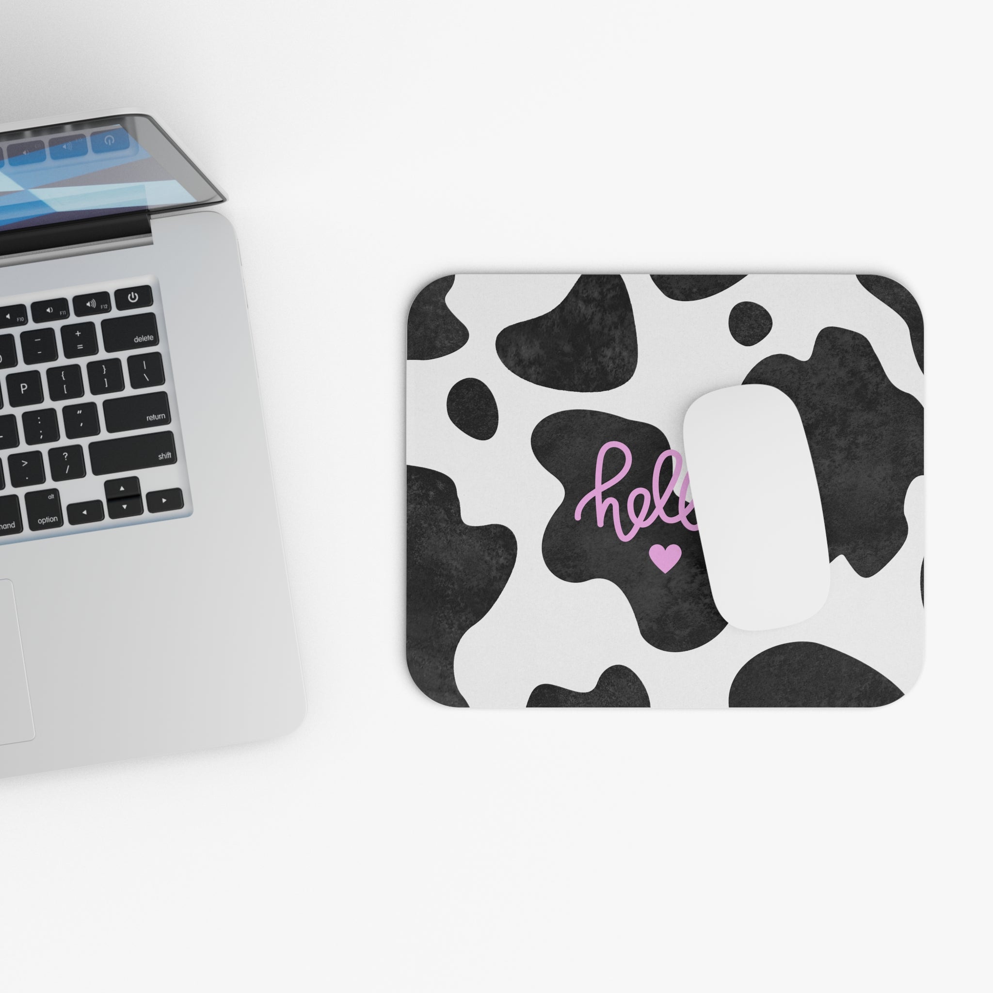 "Hello" Cow Print Mouse Pad