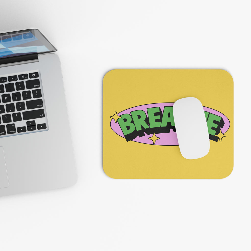 "Breathe" Yellow Mouse Pad